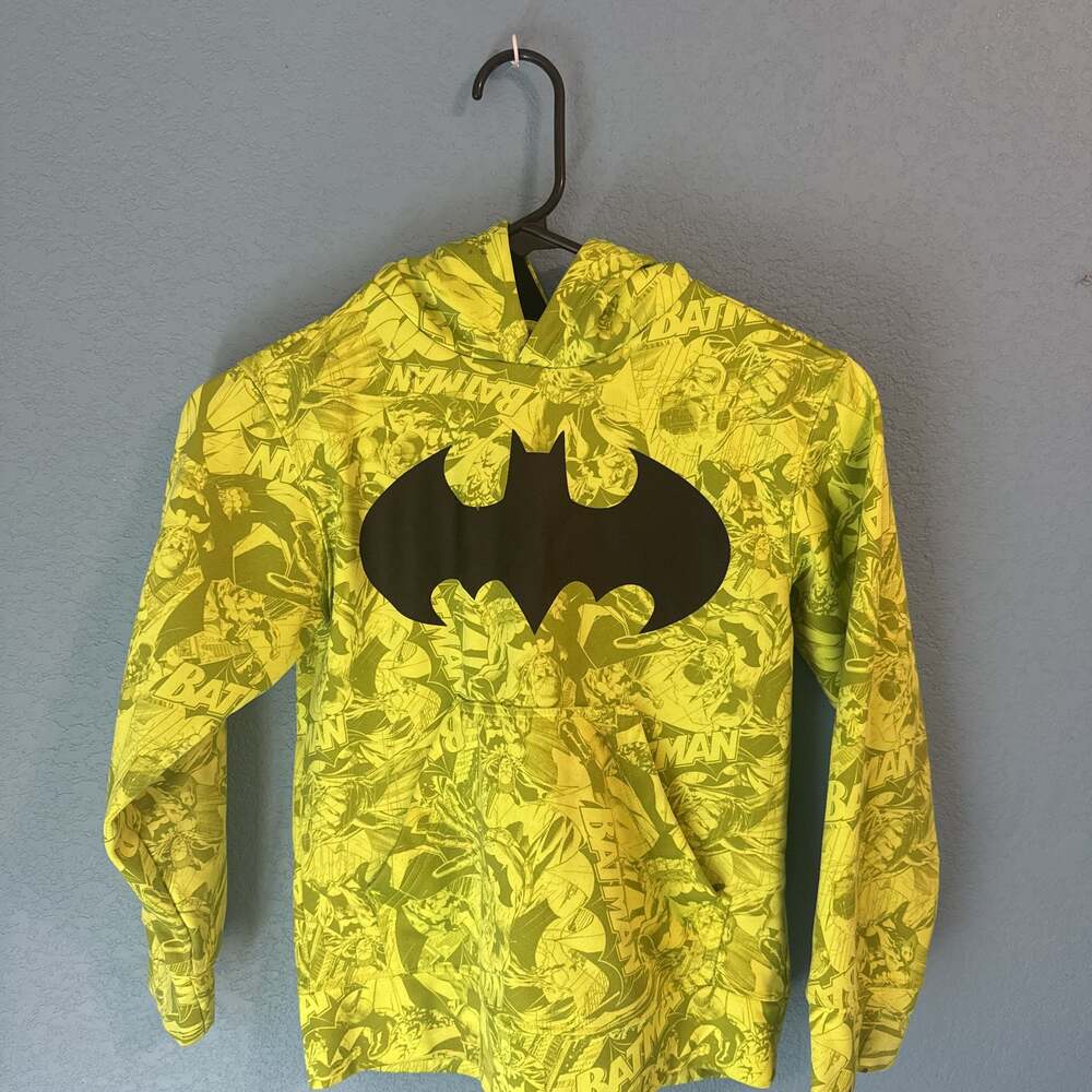 Boys Medium Batman Neon Green Glow in the Dark Hoodie